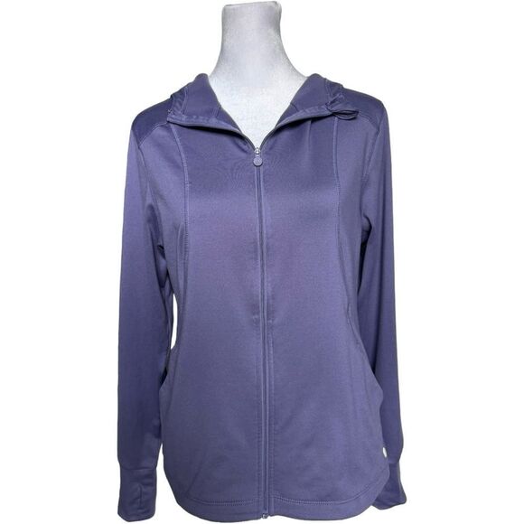 Apana Long Sleeve Purple Zip Up Active Jacket Hoodie. Thumb Holes. Medium. - Picture 1 of 9